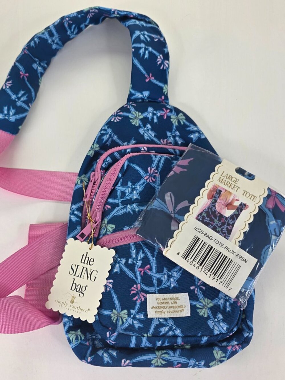 Simply Southern Ribbons and Bows 2pc Set Sling Bag Tote